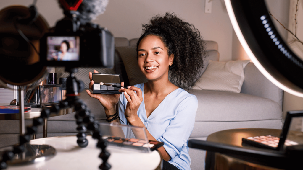 Girl using social media marketing for makeup